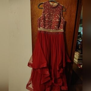 City Triangles Red Layered Kids Dress